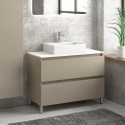 Composizione bagno 100cm installazione a terra: mobile, specchio led e colonna TOD-100D kamalu - 5