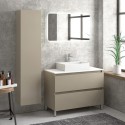 Composizione bagno 100cm installazione a terra: mobile, specchio led e colonna TOD-100D kamalu - 1