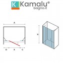 Doccia 130cm con anta battente + 2 fissi laterali KPX6000 kamalu - 4
