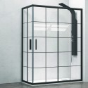 Box doccia 110x70 nero opaco con vetro a quadrati neri NICO-B1000 kamalu - 2
