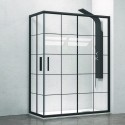 Box doccia 130x70 cm nero opaco con vetro a quadrati neri NICO-B1000 kamalu - 1