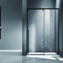 Porta doccia 130cm scorrevole con profilo nero vetro 8mm | KSA4000N kamalu - 1