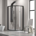 Box doccia 80x80 semicircolare telaio nero vetro trasparente KF2000B kamalu - 7