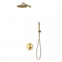 Set doccia a parete finitura oro spazzolato soffione, doccetta, miscelatore | KAM-ARTE ORO - 2