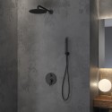 Set doccia nero opaco a parete con soffione, doccetta e presa acqua | KAM-ARTE NERO kamalu - 1