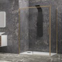 Box doccia oro satinato 70x120 scorrevole e fisso vetro 6mm altezza 200h | KLA-4000G kamalu - 4