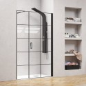 Porta doccia 91-94 cm con telaio nero opaco vetro serigrafato | KAM-P5000 kamalu - 1