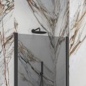 Porta doccia battente 75 cm telaio nero vetro fumé altezza 200h | KS2800NF kamalu - 4