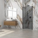 Porta doccia battente 75 cm telaio nero vetro fumé altezza 200h | KS2800NF kamalu - 8