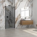 Porta doccia battente 85 cm telaio nero vetro fumé altezza 200h | KS2800NF kamalu - 8