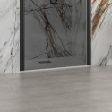 Porta doccia battente 90 cm telaio nero vetro fumé altezza 200h | KS2800NF kamalu - 5