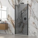 Porta doccia battente 90 cm telaio nero vetro fumé altezza 200h | KS2800NF kamalu - 1