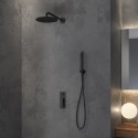 Set doccia a incasso completo con braccio doccia, soffione e miscelatore con finitura nera | KAM-KANDA NERO kamalu - 1