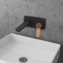 Miscelatore lavabo a muro finitura nera e leva in oro rosa | KAM-KANDA NERO-RG kamalu - 1