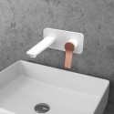 Miscelatore lavabo a muro finitura bianca e leva oro rosa | KAM-KANDA BIANCO-RG kamalu - 1