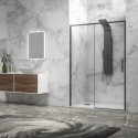 Porta doccia 120 cm colore nero vetro 6 mm altezza 200h | KLA4000N kamalu - 1