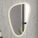 Specchio bagno led 65x100 cm forma a goccia cornice oro | KAM-EL6500G kamalu - 2