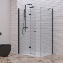 Box doccia 80x80 apertura soffietto e lato fisso colore nero | KS7000N kamalu - 1