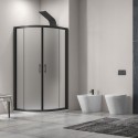 Box doccia 80x80 semicircolare telaio nero vetro satinato | KF2000BS kamalu - 2