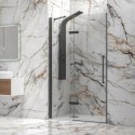 Porta doccia battente 70 cm nera con fisso | KT4000N kamalu - 1