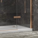 Porta doccia 140cm battente e 2 fissi oro rosa spazzolato | KT6000RG kamalu - 5