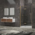 Porta doccia 90cm battente e fisso oro spazzolato | KT4000G kamalu - 1