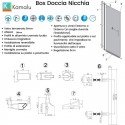 Porta doccia nicchia battente 90cm vetro trasparente KS2800N kamalu - 3