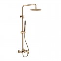 Colonna doccia fissa in acciaio inox con soffione, doccetta con flessibile e getto vasca finitura oro rosa| KAM-ARTE ORO ROSA ka