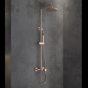 Colonna doccia fissa in acciaio inox con soffione, doccetta con flessibile e getto vasca finitura oro rosa| KAM-ARTE ORO ROSA ka