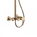 Colonna doccia fissa in acciaio inox con soffione, doccetta con flessibile e getto vasca finitura oro rosa| KAM-ARTE ORO ROSA ka