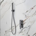 Set doccia a parete finitura gun metal soffione, doccetta, miscelatore con deviatore | KAM-L GUN METAL kamalu - 2