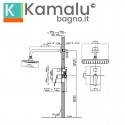 Set doccia a parete finitura gun metal soffione, doccetta, miscelatore con deviatore | KAM-L GUN METAL kamalu - 5
