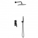 Set doccia a parete finitura gun metal soffione, doccetta, miscelatore con deviatore | KAM-L GUN METAL kamalu - 4