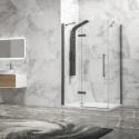 Box doccia 80x80 telaio gun metal porta battente laterale fisso 80cm | KT5000GM kamalu - 2
