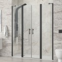 Porta doccia 140 cm colore nero doppio battente e ante fisse | KPX7000N kamalu - 1
