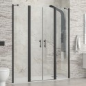 Porta doccia 140 cm colore nero doppio battente e ante fisse | KPX7000N kamalu - 2