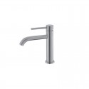 Miscelatore lavabo linea curva in acciaio inox finitura satinata| KAM-ARTE SATINATO kamalu - 1