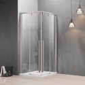 Box doccia 80x80 finitura acciaio spazzolato apertura doppio scorrevole vetro 8mm | KSA1000AS kamalu - 1