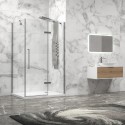 Box doccia 70x80 telaio acciaio spazzolato porta battente laterale fisso 70cm| kamalu - 1
