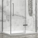 Box doccia 70x80 telaio acciaio spazzolato porta battente laterale fisso 70cm| kamalu - 4