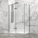 Box doccia 70x80 telaio acciaio spazzolato porta battente laterale fisso 70cm| kamalu - 2