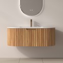 Mobile bagno curvo 100 cm cannettato con lavabo integrato | KAM-NORTH-P100 kamalu - 1