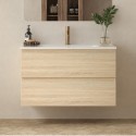 Mobile bagno 100 cm lavabo integrato legno chiaro | KAM-HR100 kamalu - 1