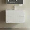Mobile bagno 80 cm color bianco crema lavabo integrato | KAM-SM80 Kamalu - 1