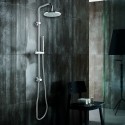 Colonna doccia con asta in acciaio doccetta e soffione rotondo | L6300 kamalu - 1