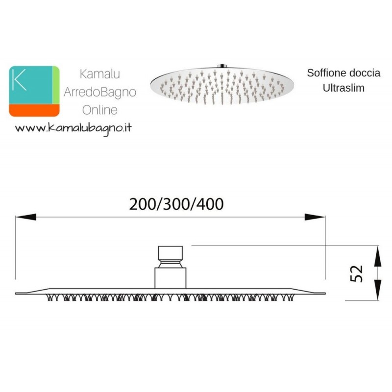 Soffione per doccia tondo in acciaio diametro 30cm ultraslim | SD30T kamalu - 3