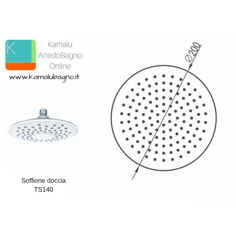 Soffione doccia tondo in ABS diametro 20cm modello TS140 kamalu - 3