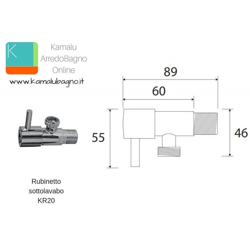 Rubinetto sottolavabo in ottone tondo cartuccia ceramica KR20 kamalu - 2