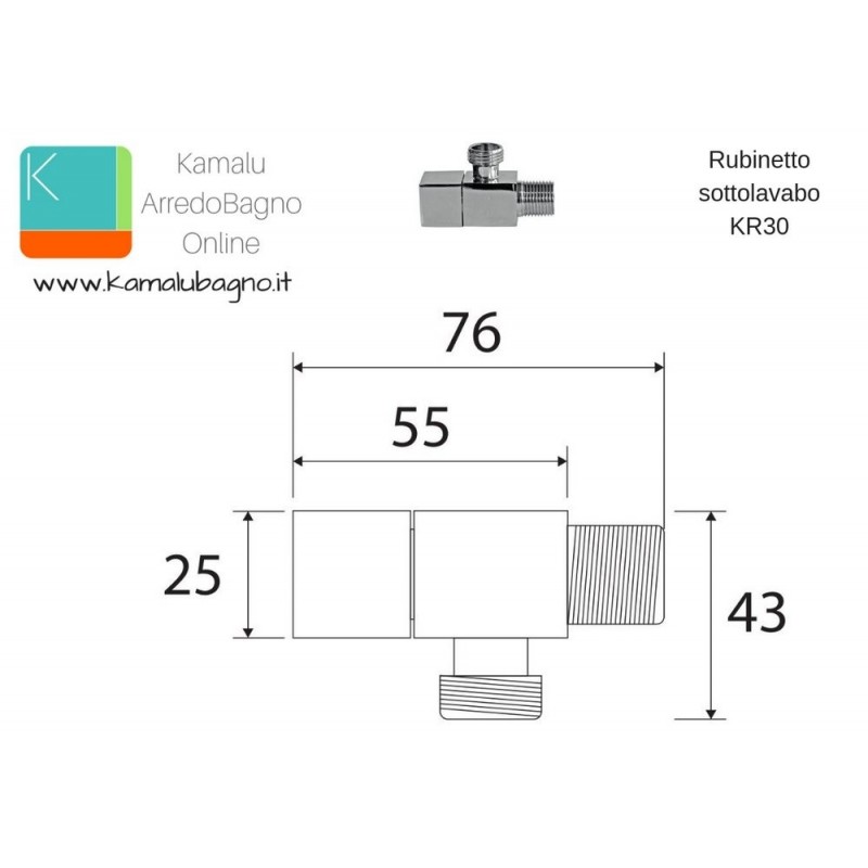 Rubinetto sottolavabo squadrato cartuccia ceramica KR30 kamalu - 2