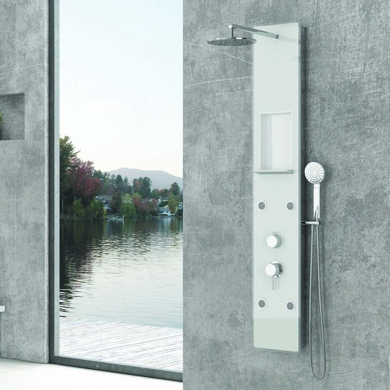 Colonna idromassaggio in PVC e vetro temperato con mensola integrata | Kaman-8800 kamalu - 1